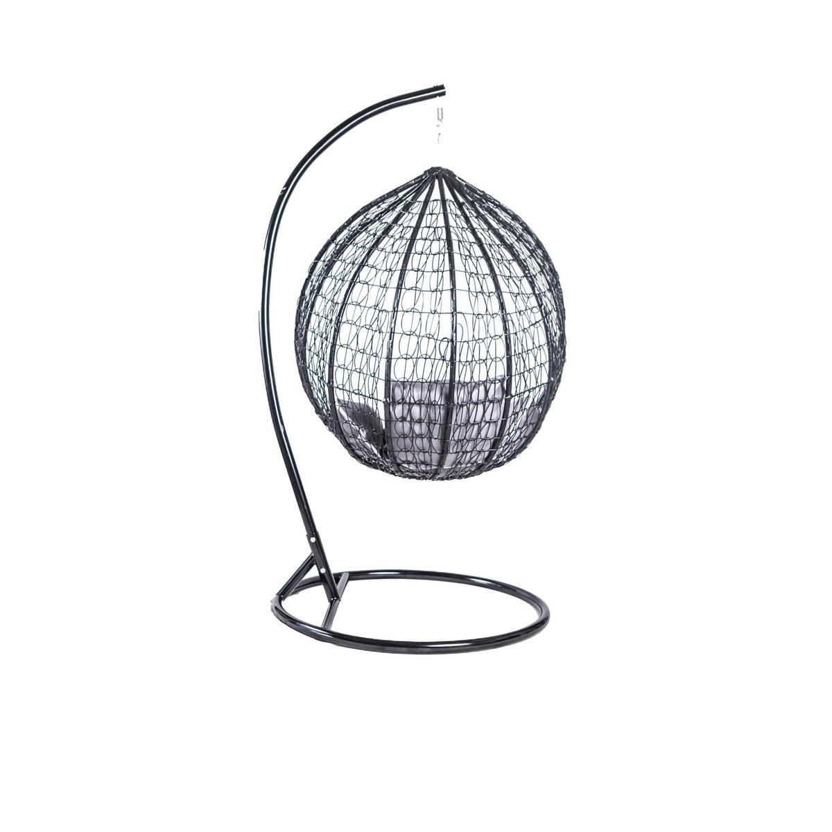HÄNGESESSEL Cobe Schwarz, Grau Kissen, Garten Hängesessel Kokon aus Technorattan - Schwarz/Grau, Kunststoff/Metall (107/198/68cm) - Bettso