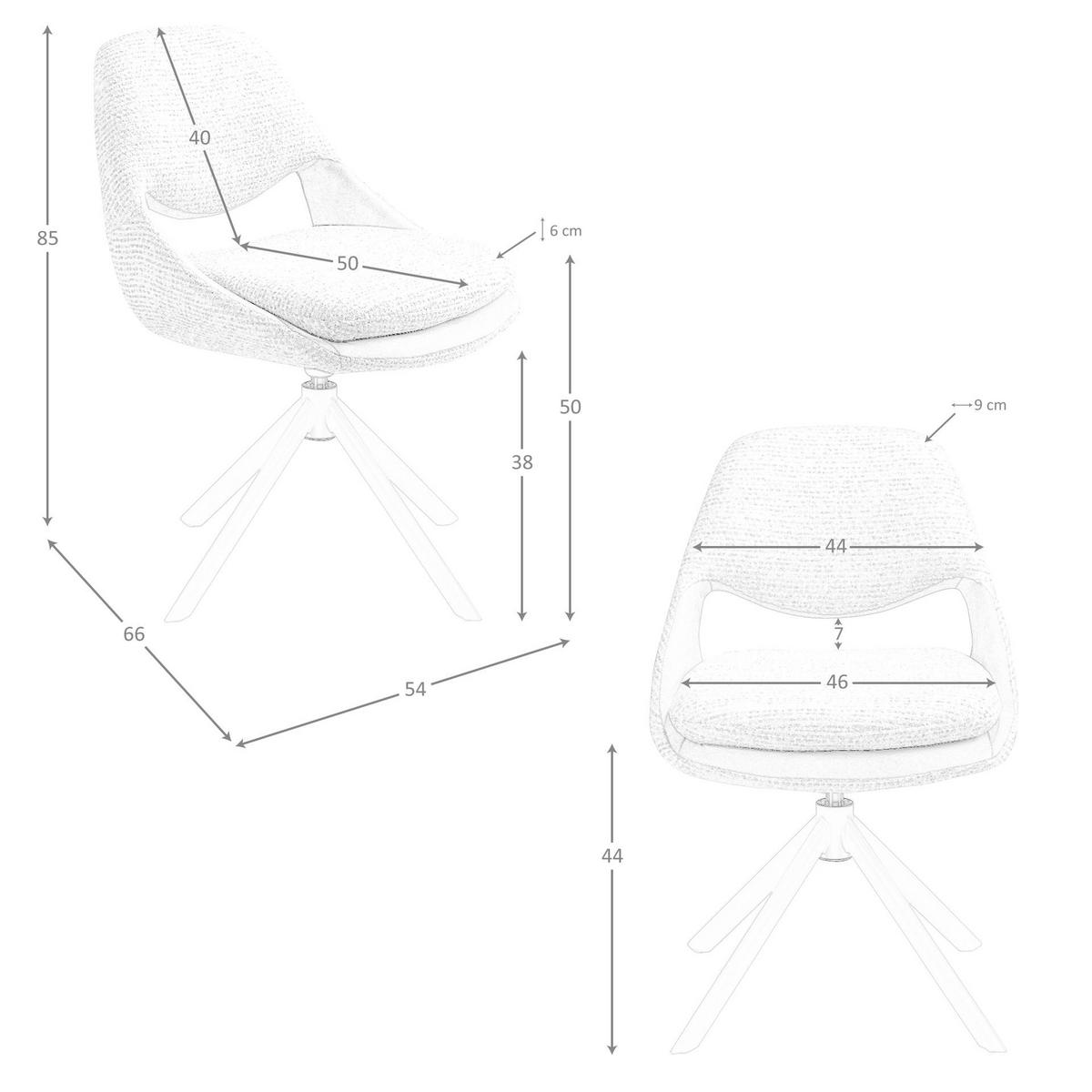 STUHL aus Stoff in Off-White und Creme 54/66/85 cm - Ecru/Creme, Textil/Metall (54/85/66cm) - ANGEL CERDA