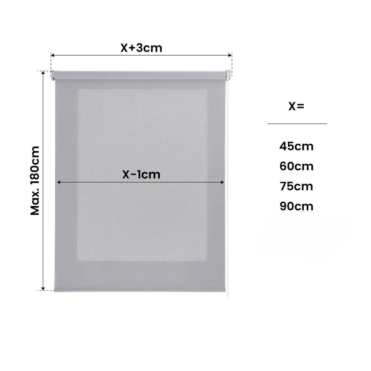 SCREEN-ROLLO without drilling Grau 90X180 - Grau, Kunststoff (90/180cm) - STORESDECO