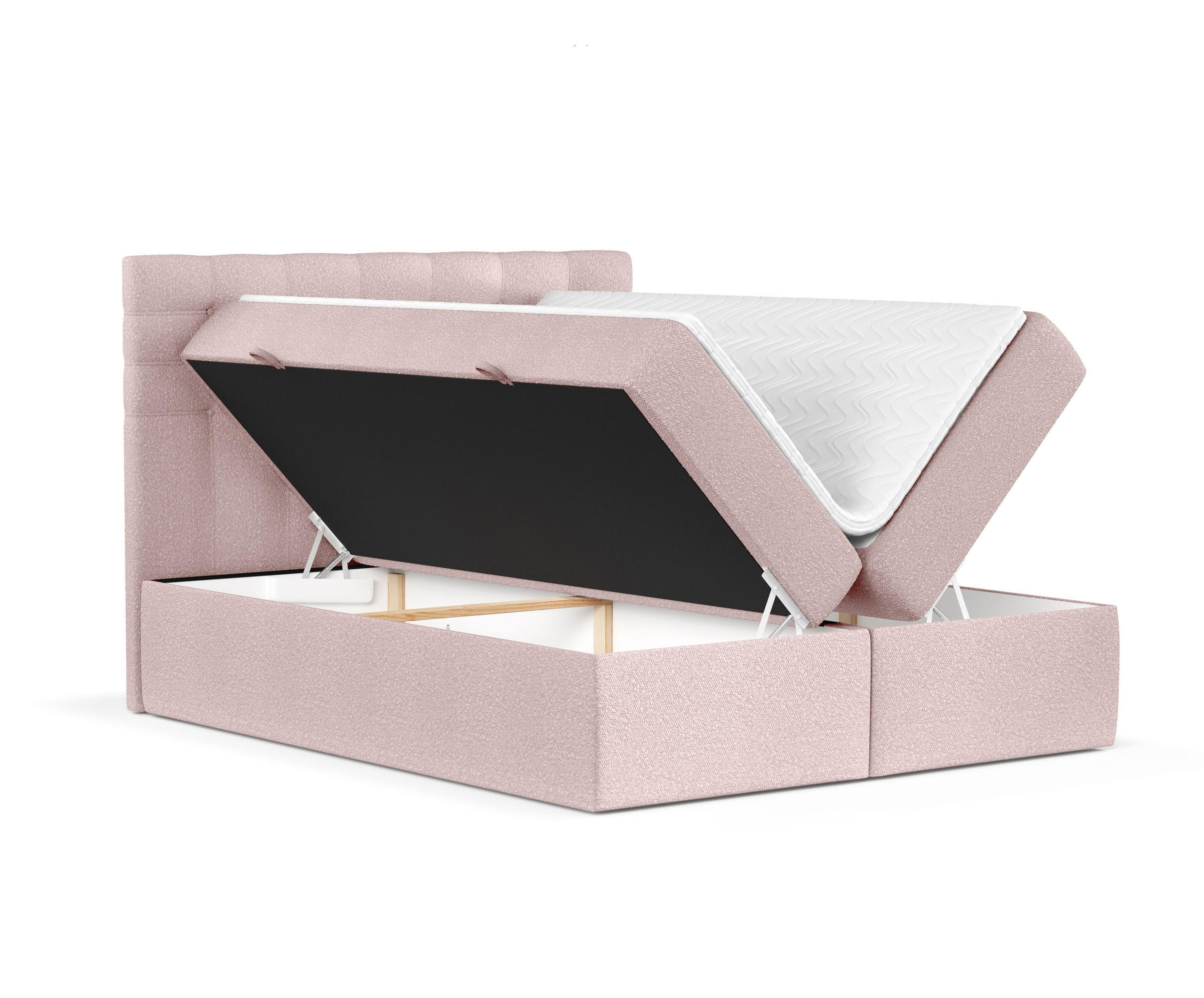 Thumbnail - Maison de Reve Boxbett, Hellrosa, Textil, Buche, Kiefer, H2, Höhe ca. 20 cm, 160x200 cm, Oeko-Tex® Standard 100, Reach, ...