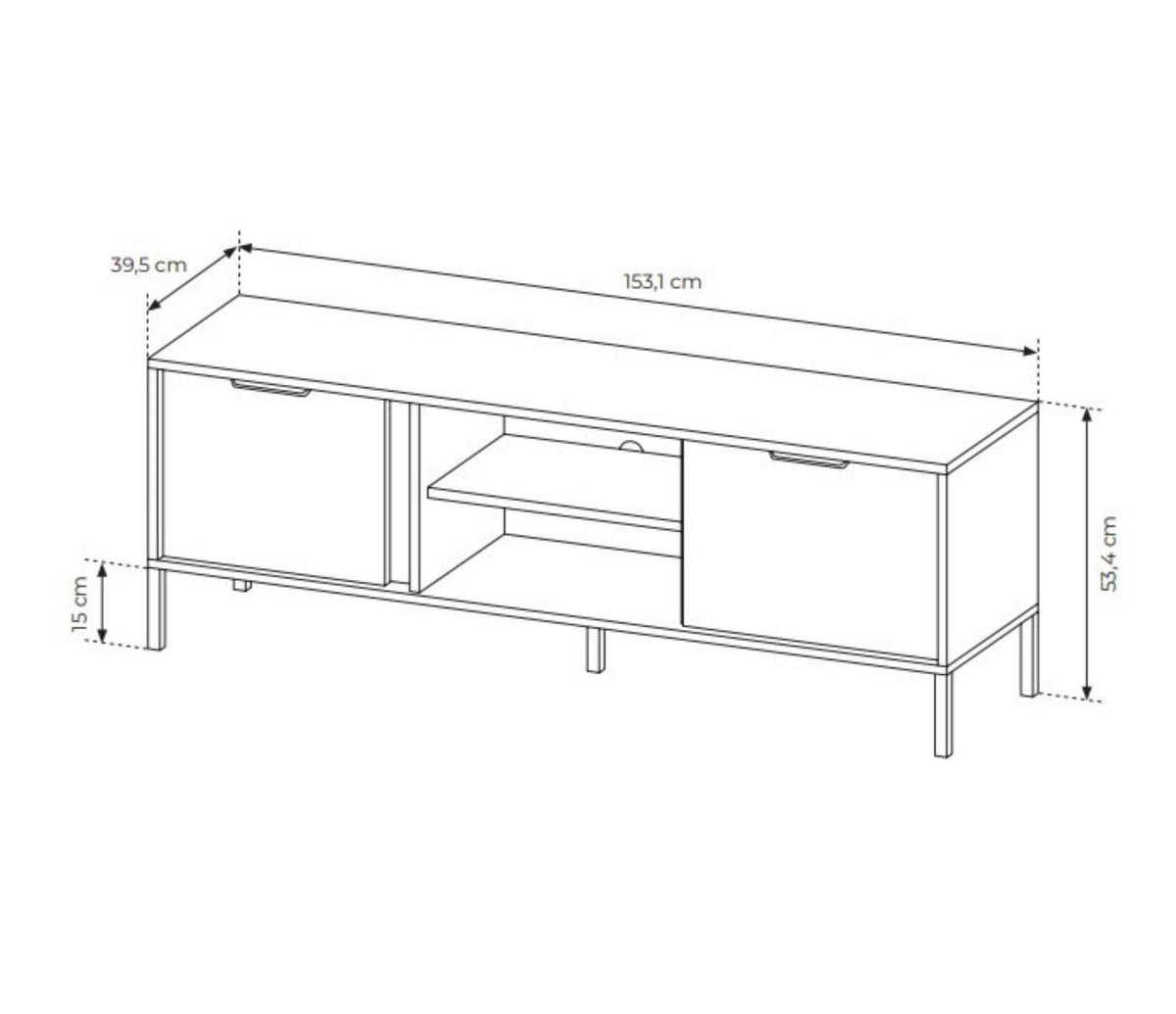 TV-SCHRANK Lars Antrazit, zweitüriger TV-Tisch - Anthrazit, Holzwerkstoff/Metall (153/53/40cm) - Bettso