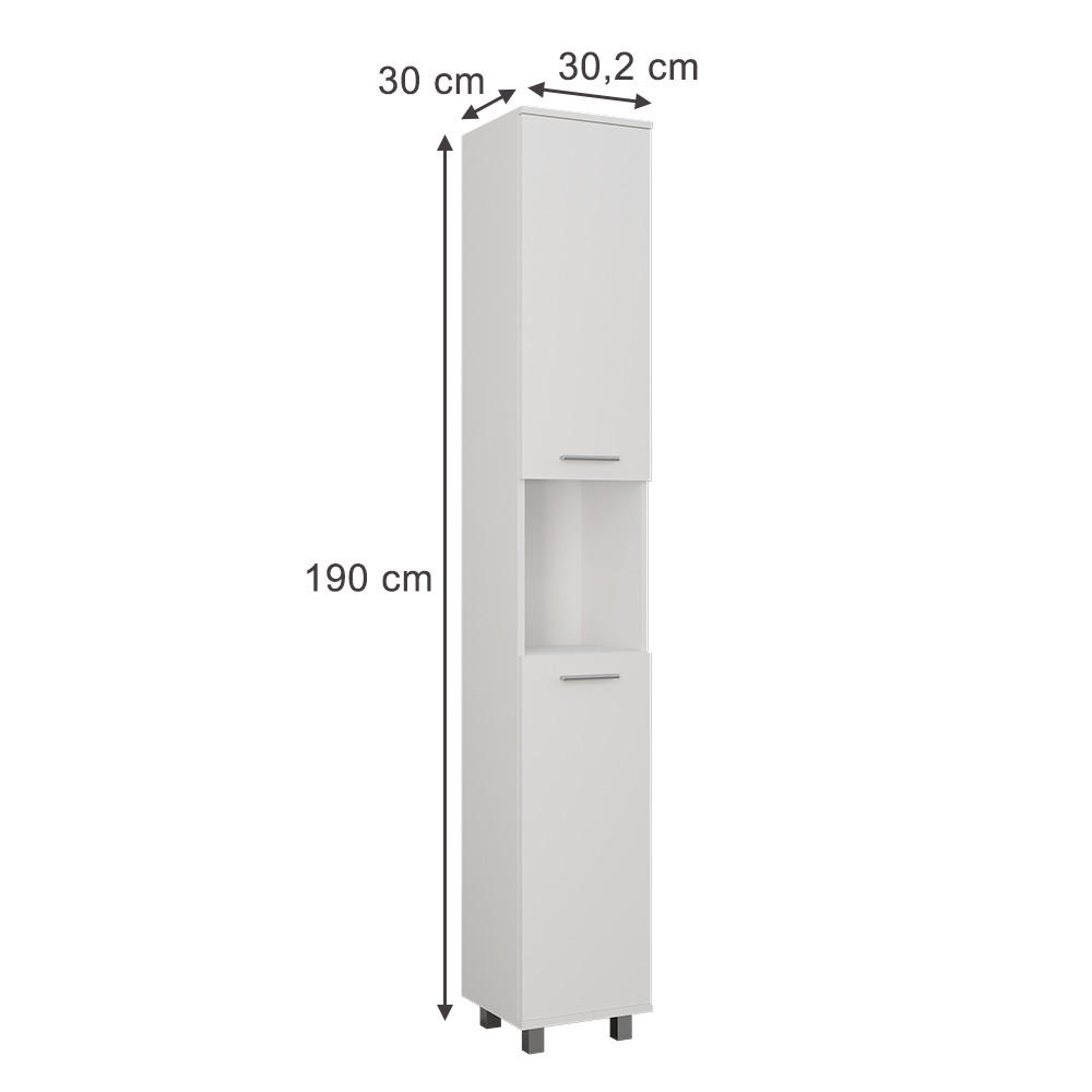 HOCHSCHRANK Ilias Weiß 30.2 x 190 cm mit 2 Türen - Weiß, Holzwerkstoff (30.2/190/30cm) - Vicco
