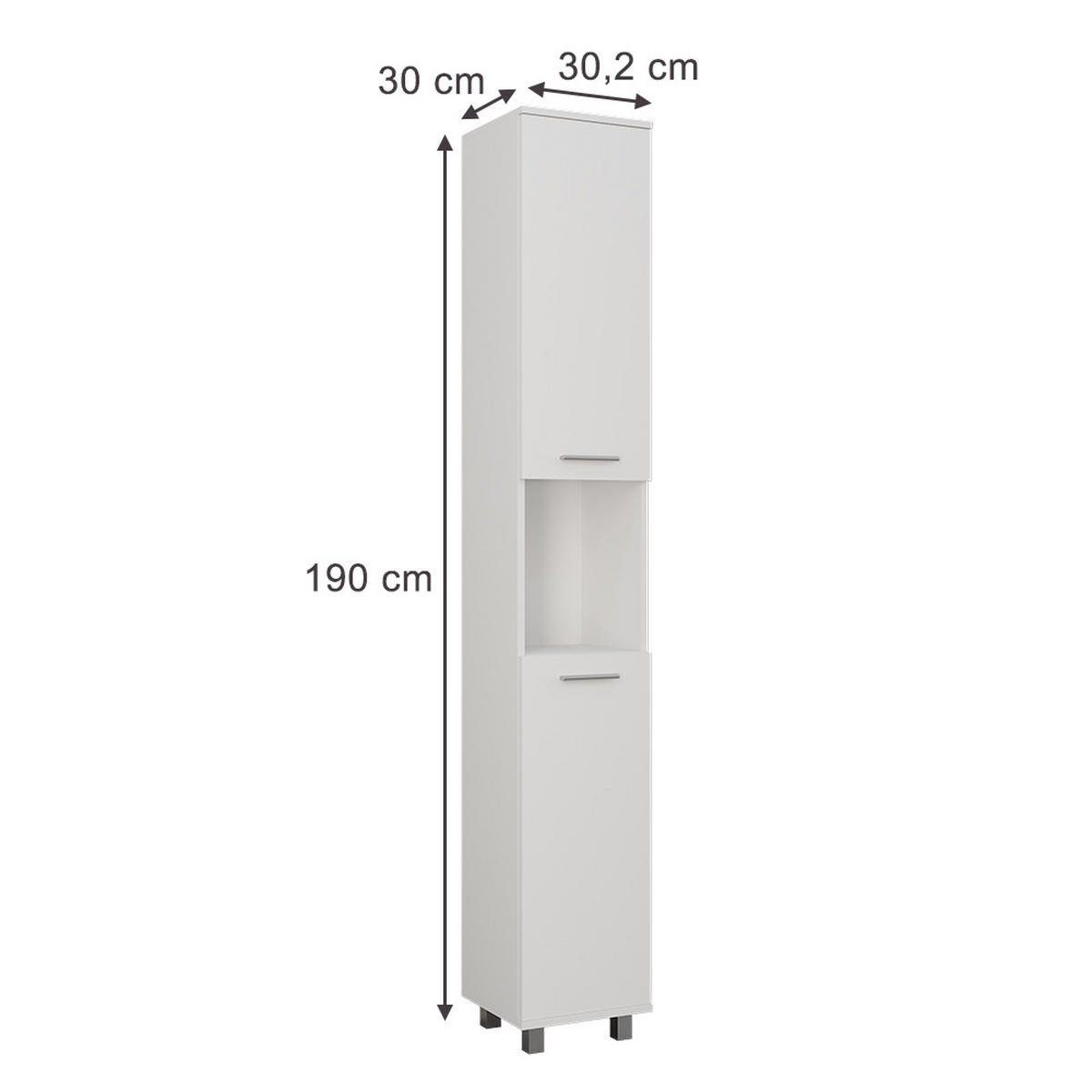 HOCHSCHRANK Ilias Weiß 30.2 x 190 cm mit 2 Türen - Weiß, Holzwerkstoff (30.2/190/30cm) - Vicco