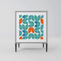 SIDEBOARD BE THE CHANGE, Grau, 57,5x42x72,5 cm, Schwarze Metallfüße - Multicolor/Schwarz, Holzwerkstoff/Metall (57.5/72.5/42cm) - SpaceRebels