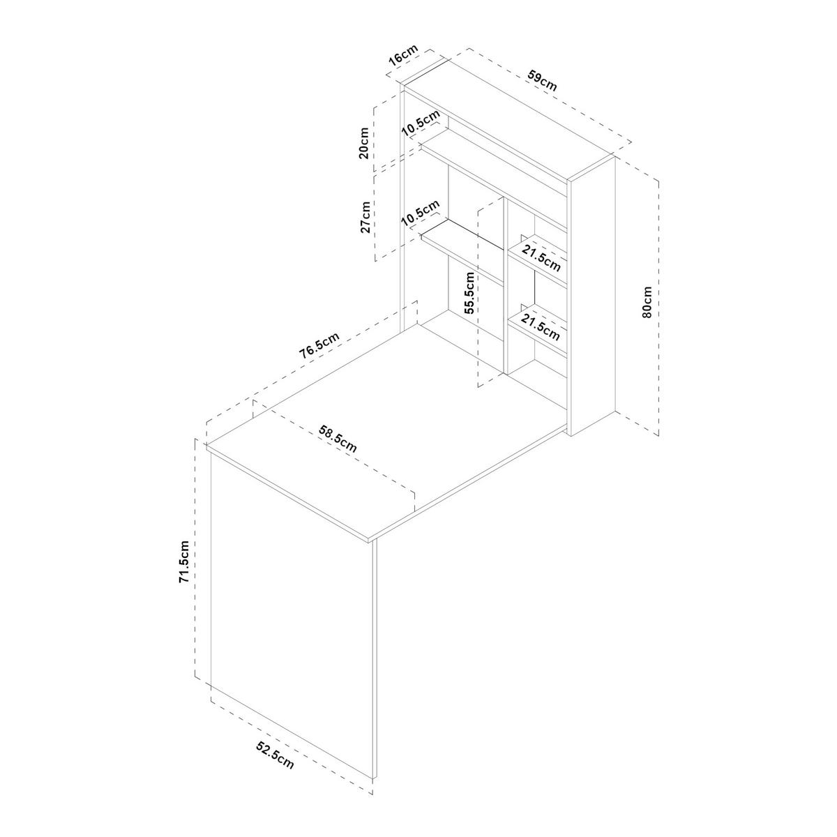 WANDKLAPPTISCH Greve - Naturfarben/Weiß, Holzwerkstoff (76.5/71.5/58.5cm) - [en.casa]