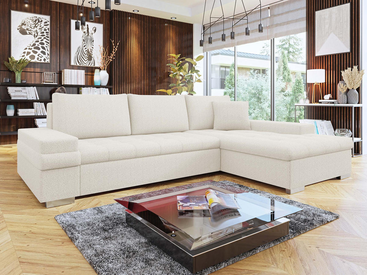 ECKSOFA Bangkok Mini Premium - Silberfarben/Naturfarben, Holz/Textil (274/182cm) - MIRJAN24
