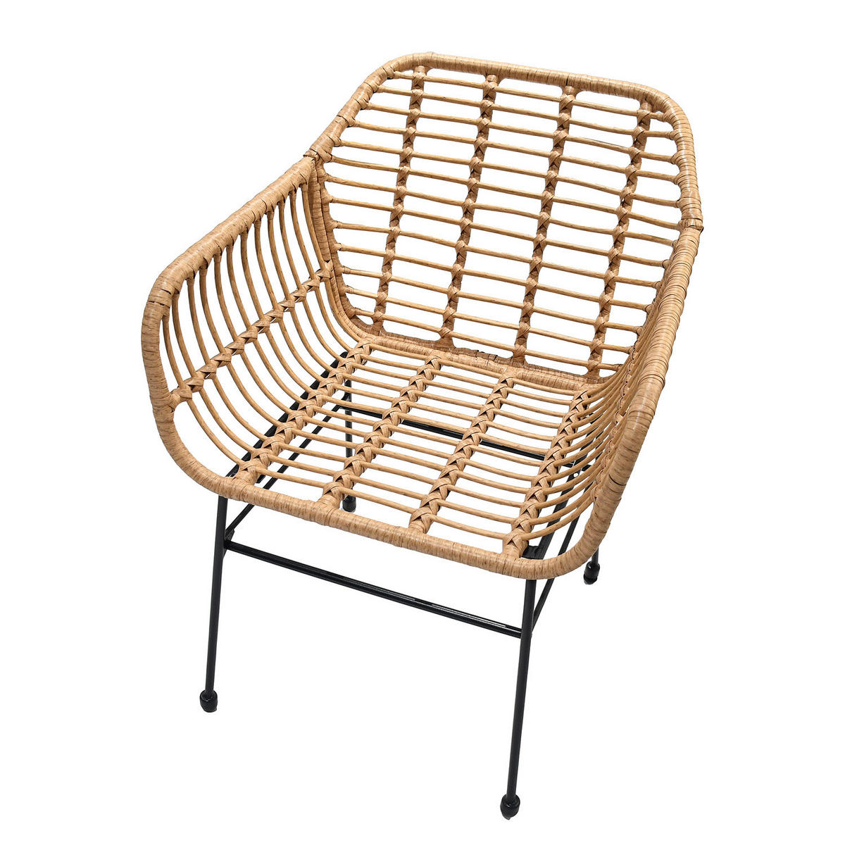 BALKONSET - Polyrattan / Stahl - Beige / Schwarz - 3-teilig - Beige/Schwarz, Naturmaterialien/Glas - home24