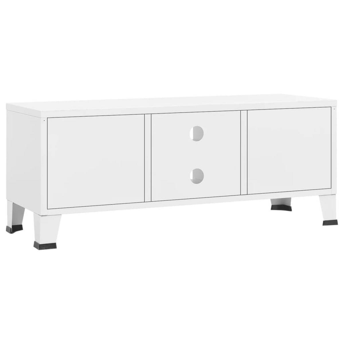TV-SCHRANK Industrie-Stil Weiss 105/35/42 Cm Metall - Weiß, Metall (35/42/105cm) - vidaXL