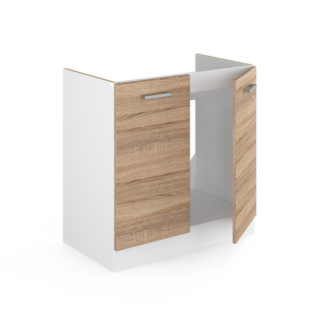 SPÜLENUNTERSCHRANK R-Line Sonoma 80 cm, AP Eiche - Weiß/Sonoma Eiche, Holzwerkstoff (80/81.6/60cm) - Vicco