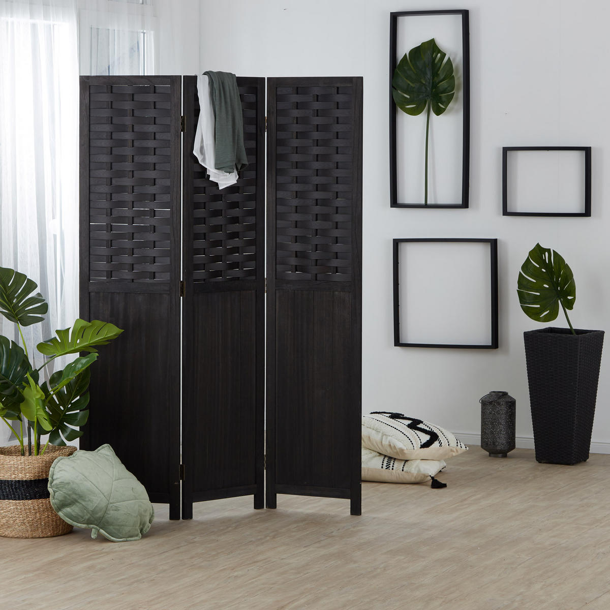 PARAVENT 120/170 cm Schwarz - Schwarz, Holz (120/170/2cm) - Homestyle4u