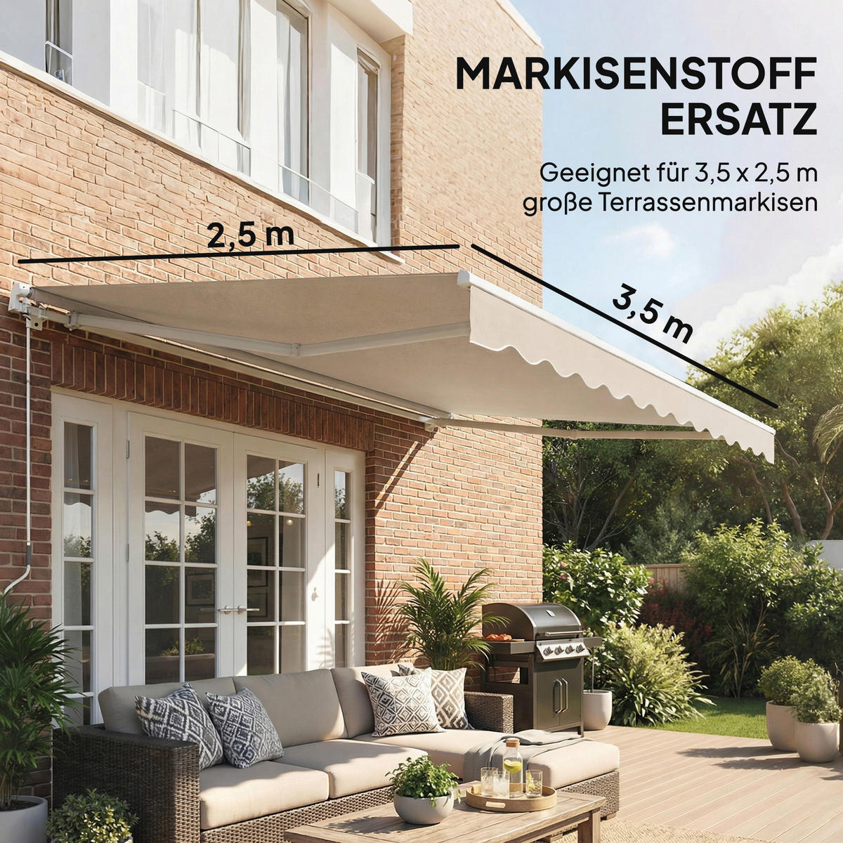 MARKISENBESPANNUNG aus Polyester Cremeweiß - Creme, Textil (337/250/25cm) - Outsunny