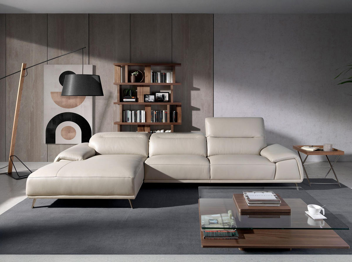 ECKSOFA Linkes Chaiselongue-Sofa in Leder taupe 316/176/102 cm - Dunkelgrau, Leder (316/176cm) - ANGEL CERDA