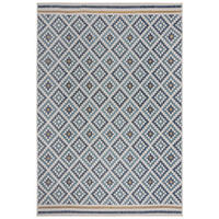 TEPPICH Outdoor Rauten Muster, Geometrisch, Balkon schmutzabweisend Blau-Gelb Rechteckig 160x230 - Blau, Textil (160/230cm) - KADIMA DESIGN