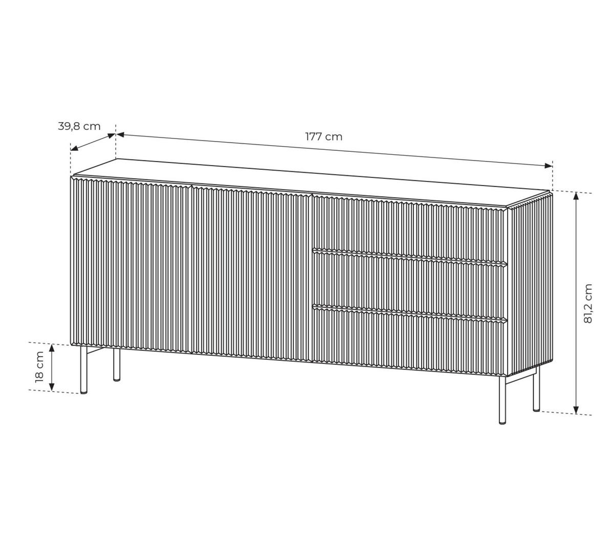 SIDEBOARD MUTI Beige 177x40x81 cm - Beige, Holzwerkstoff (177/81/40cm) - FURNLUX