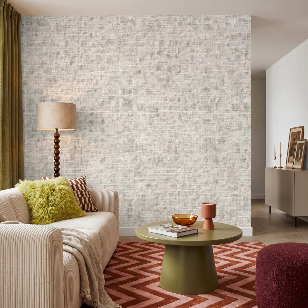TAPETE - Leinen - Textur - Beige - 240x240 cm - Creme, Papier (240/240cm) - OnlyWow