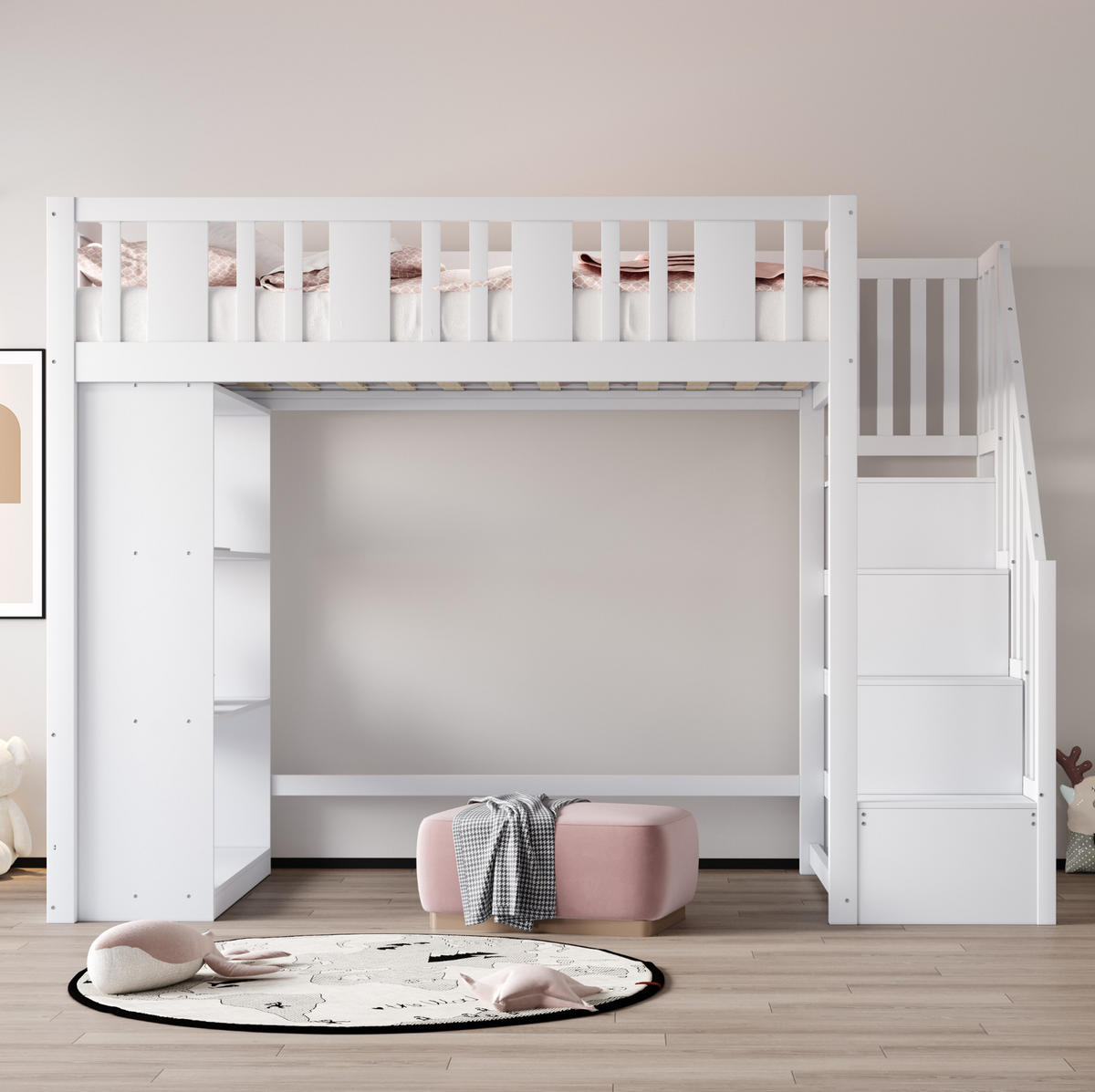 HOCHBETT 90/200 cm Weiß aus Holz mit Stauraum - Weiß, Holz (90/200cm) - OKMYHOME