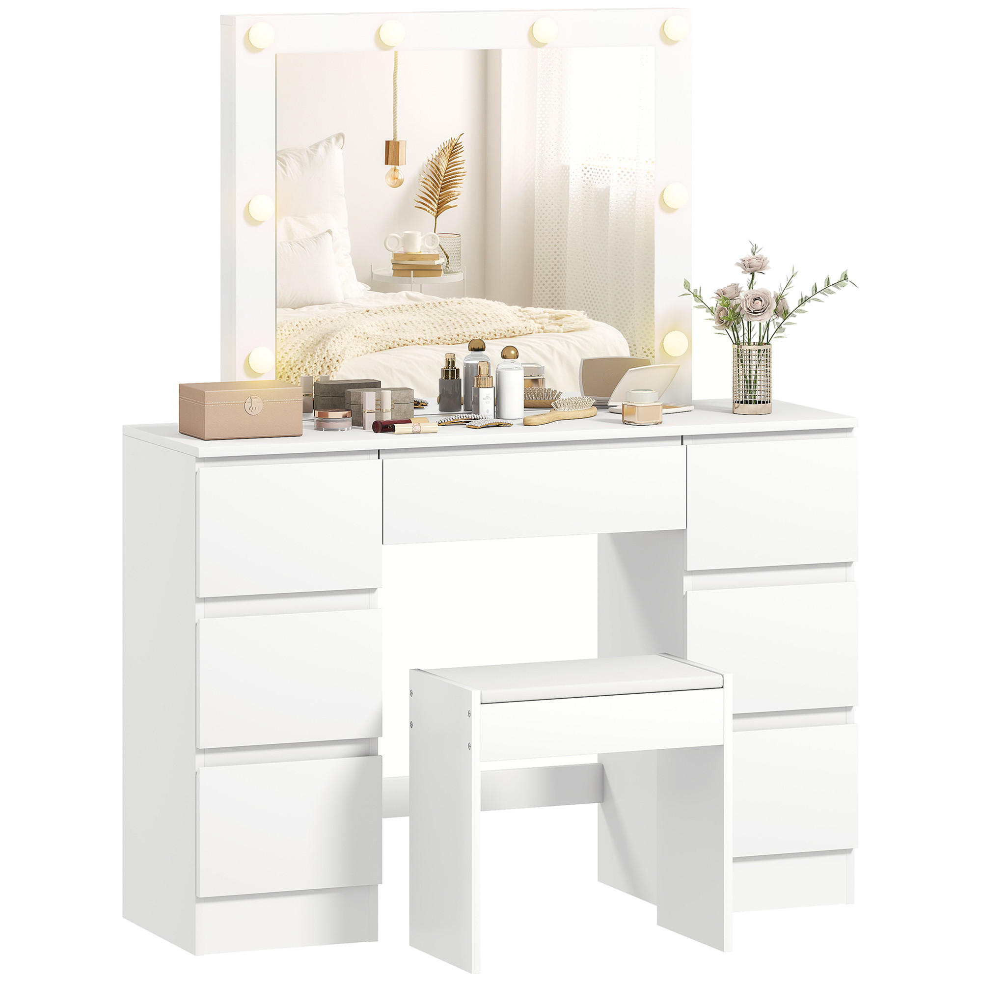 ComfortXL Schminktisch Weiß 39.5x140x110 cm