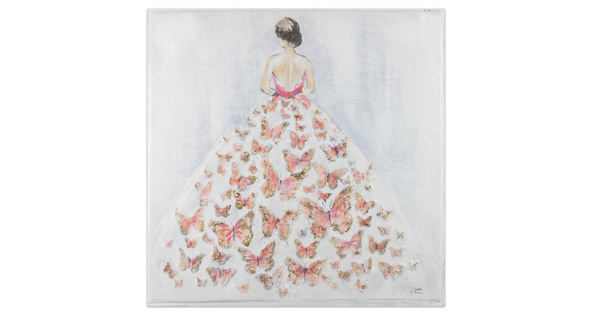 ACRYLBILD HANDGEMALT 80/80 cm - Pink/Grau, Holz/Textil (80/80cm) - KUNSTLOFT