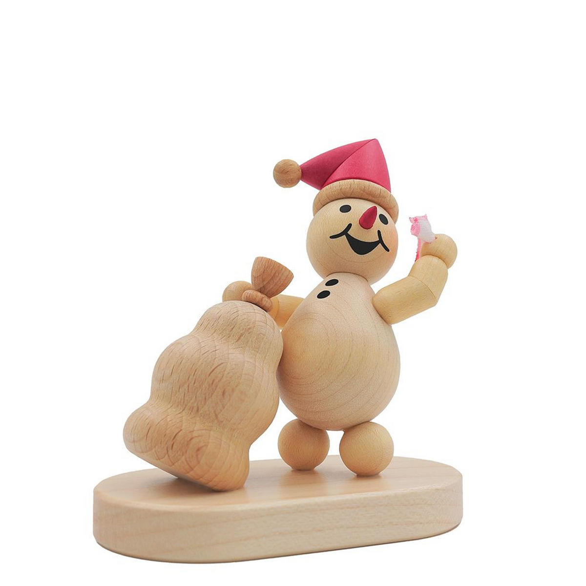 HOLZFIGUR Schneemann Junior Weihnachtswichtel auf Sockel 7 cm - Multicolor, Holz (9/10/0.1cm)