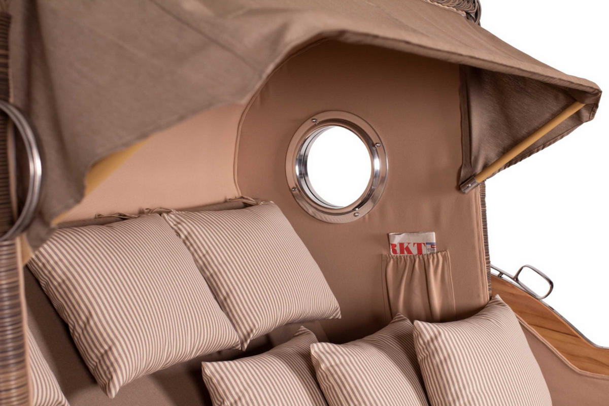 STRANDKORB XXL Düne Grande Teak PE Grey - Braun, Metall (170/170/95cm) - Mr. Deko