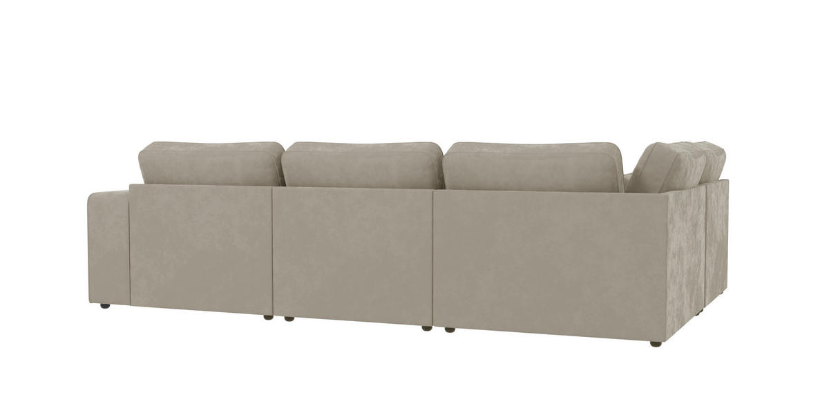 ECKSOFA modularer Leox Beige Samt-Stoff - Beige/Schwarz, Kunststoff/Textil (305/281cm) - S-Style Möbel