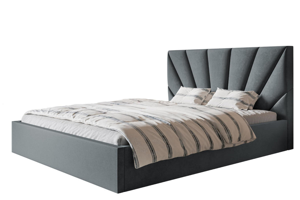BETT 180x200 - Polsterbett mit Bettkasten und Holzrahmen - Modern Betten - Glatter Kronos-Stoff - Kollektion Denver, Dunkelgrau - Dunkelgrau, Holz/Textil (180/200cm) - Alpi-Möbel