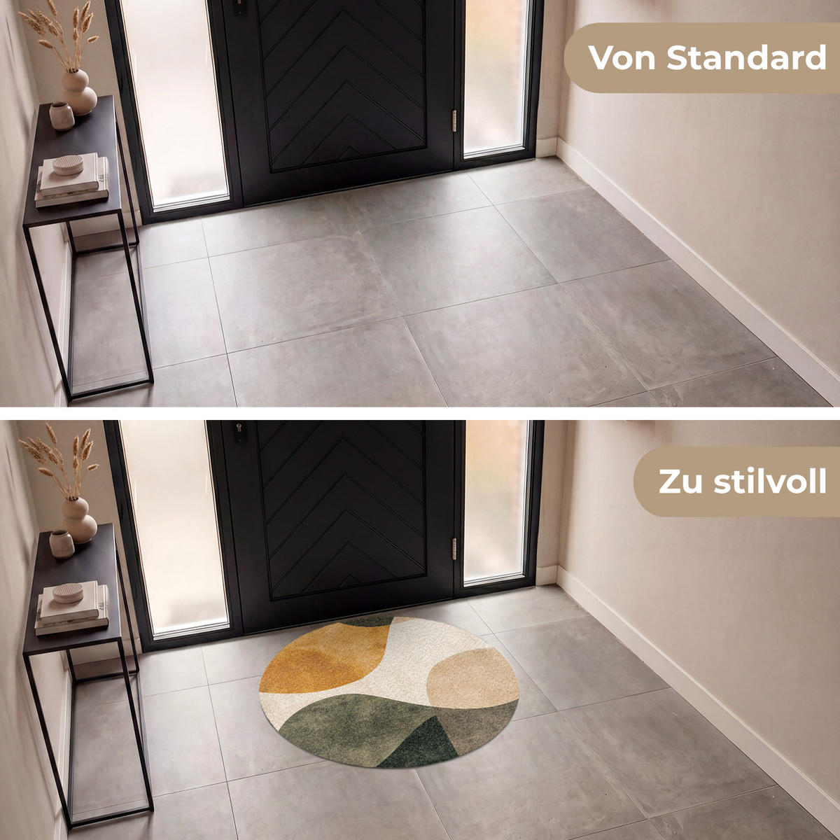 ROHOŽKA Tvary - okrově žlutá - abstraktní 90x90 cm - různobarevná, textil/umělá hmota (90/0.4cm) - MuchoWow