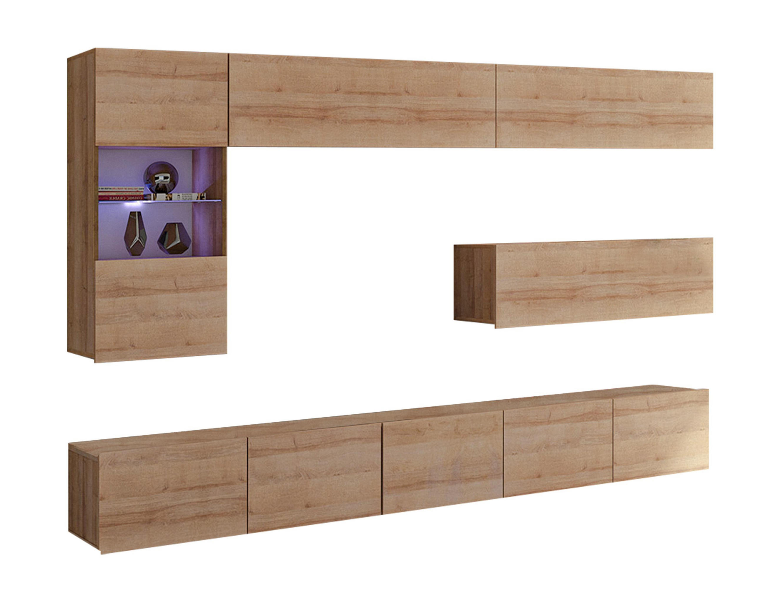 AX Living Wohnwand Hellbraun 255x142x43 cm
