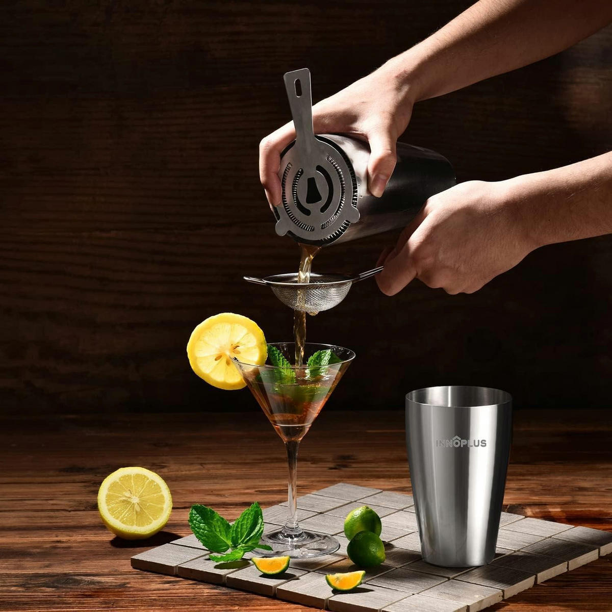 COCKTAIL Shaker Set Edelstahl 8-teiliges Set - Silberfarben, Metall (9.7/9.6/23.3cm)
