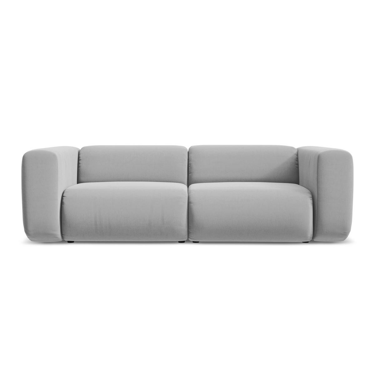 3-SITZER SOFA Samt Stoff Grau - Schwarz/Grau, Kunststoff/Textil (228/70/89cm) - LaMiaSofa