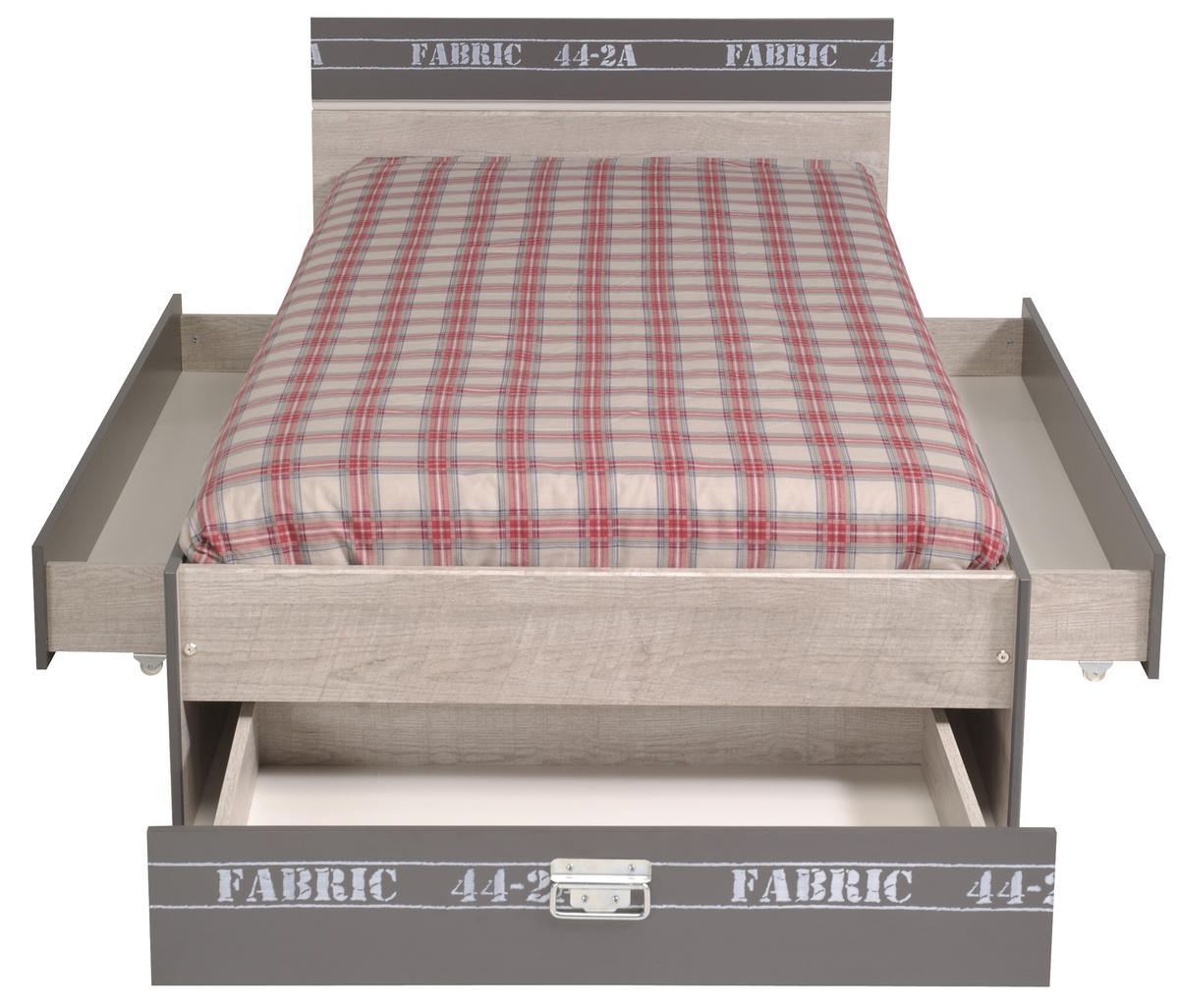 JUGENDZIMMER Fabric 1 in Esche und Grau 5 teilig - Braun, Holzwerkstoff (120/200/80cm)