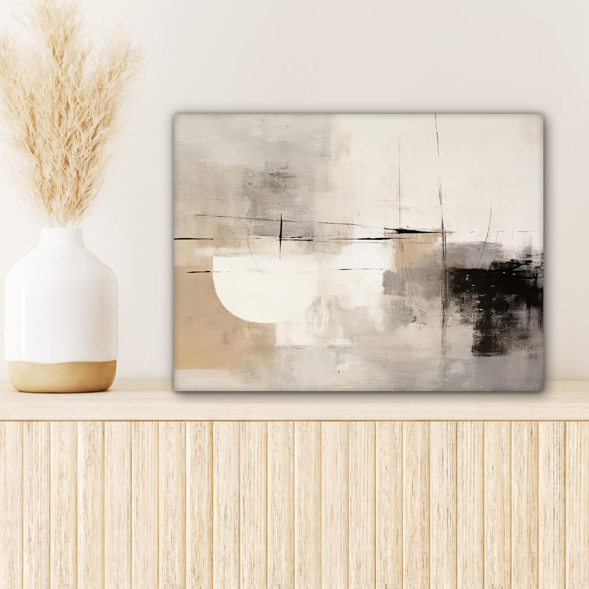 LEINWANDBILD Abstrakt - Kunst - Grau 40x30 cm - Hellgrau, Textil (40/30cm) - MuchoWow