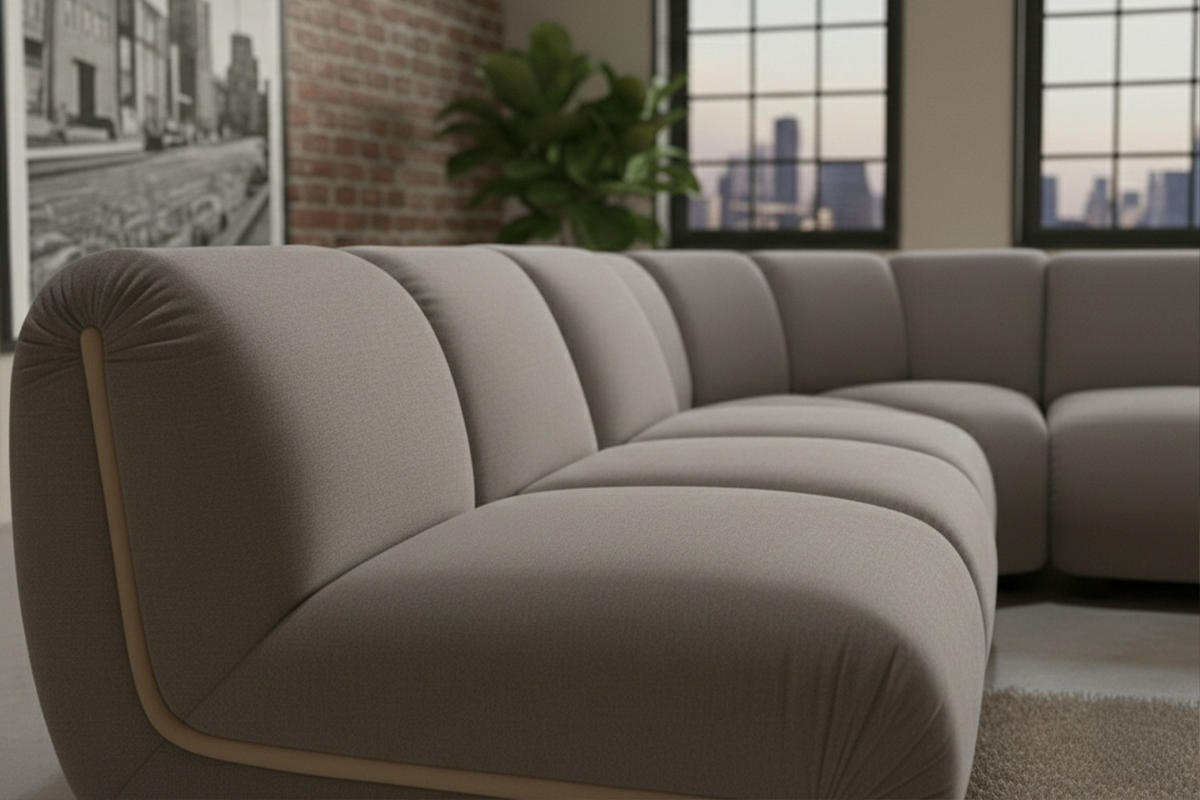 MODULSOFA LAYLA Taupe Velvet - Taupe/Schwarz, Buchenholz/Textil (305/213cm) - KAWOLA