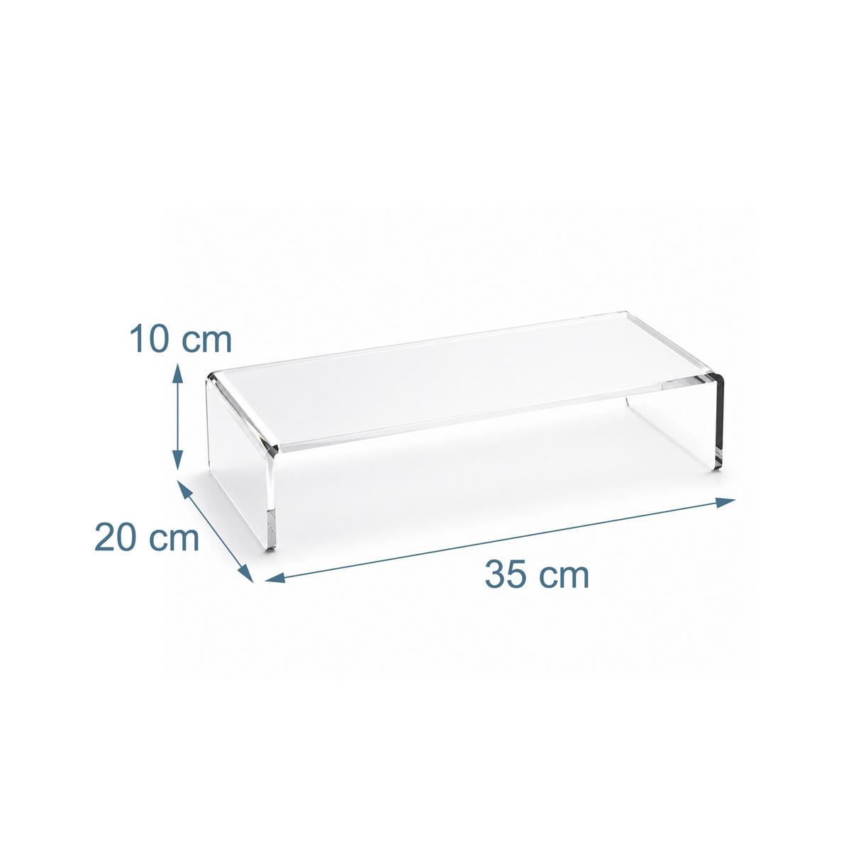 MONITORSTÄNDER Transparent Acryl 35x20x10 cm - Transparent, Kunststoff (20/35/10cm) - Relaxdays