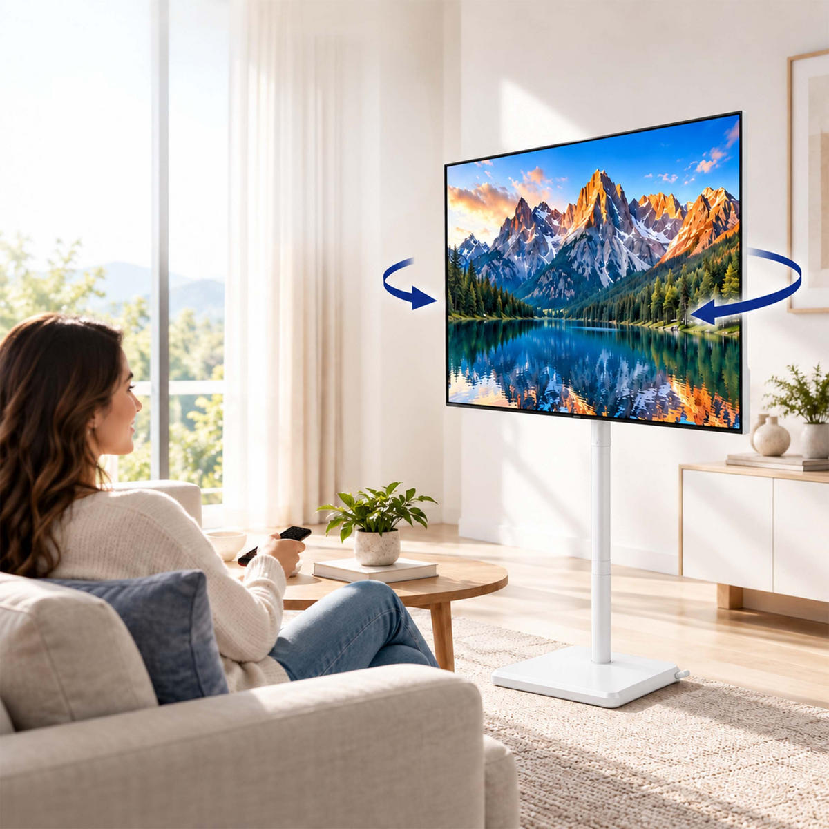 TV-BODENSTÄNDER Weiß höhenverstellbar - Weiß, Holzwerkstoff/Metall (42.5/139.5/32.5cm) - Relaxdays
