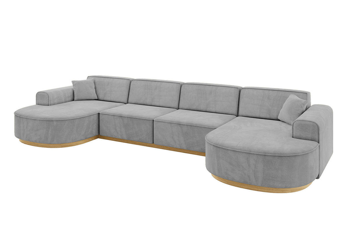 WOHNLANDSCHAFT MARI-U2-v2 - 388x171x83 cm Grau Velours - Grau, Holzwerkstoff/Textil (388/83/171cm) - ALTDECOR