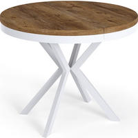 ESSTISCH Cloud runder ausziehbarer, Lefkas Eiche 100-180/100/76 cm - Alteiche/Weiß, Holzwerkstoff/Metall (100/100/76cm) - WFL GROUP