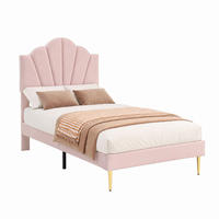 POLSTERBETT mit verstellbarem Kopfteil 90x200 cm Samt Pink - Pink, Metall (90/200cm) - Meubliv