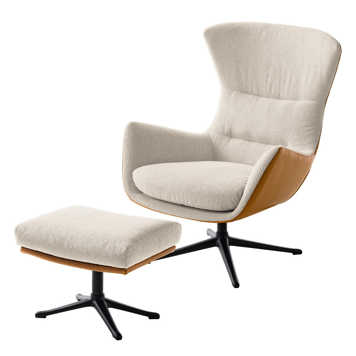 SESSEL mit Kreuzfuß - Schwarz/Weiß, Textil/Metall (84/99/96cm) - home24