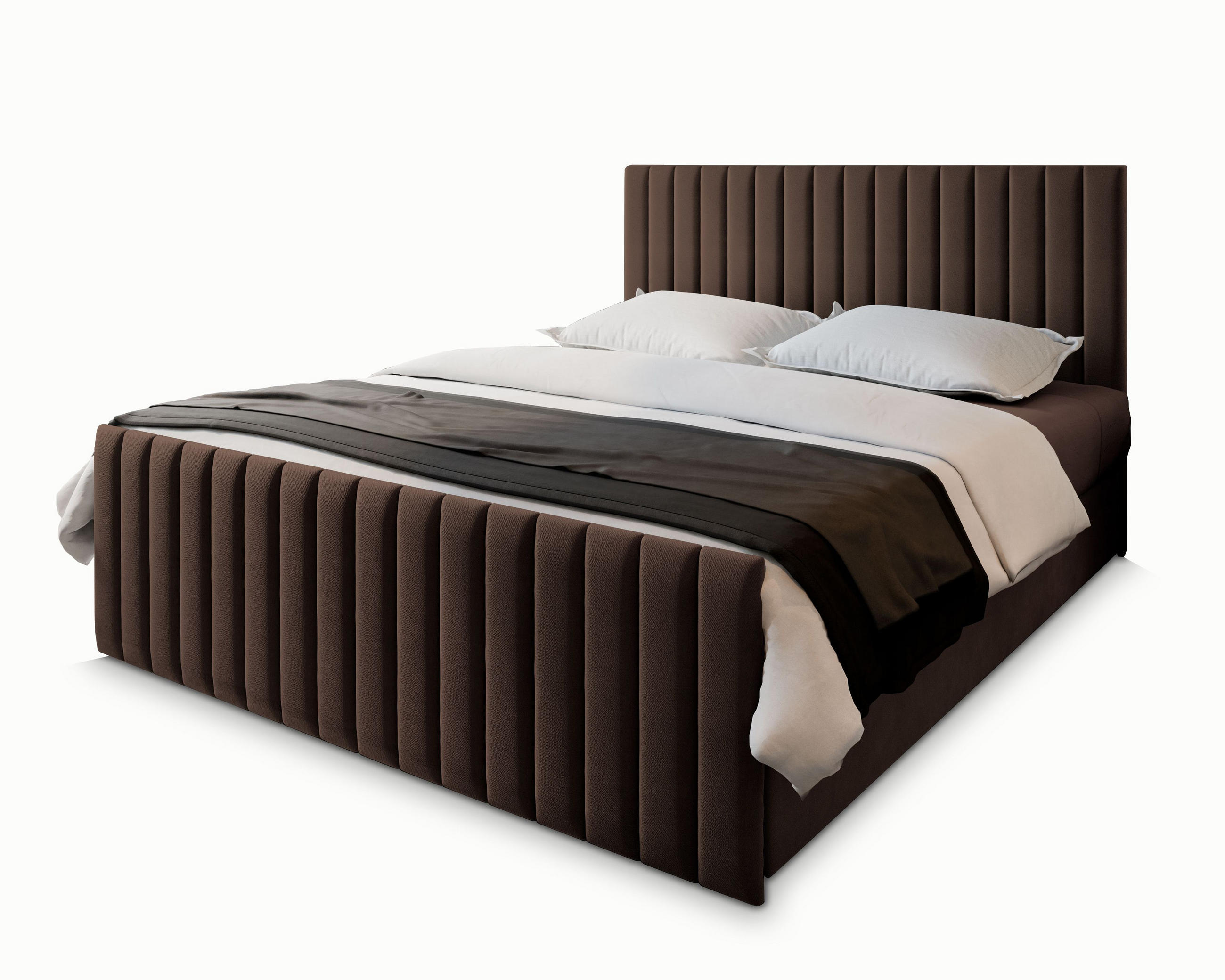 BOXBETT ARION 180x200 cm mit Matratze und Topper, H2+H3 - Braun - Braun, Holz (180/200cm) - MASSENO
