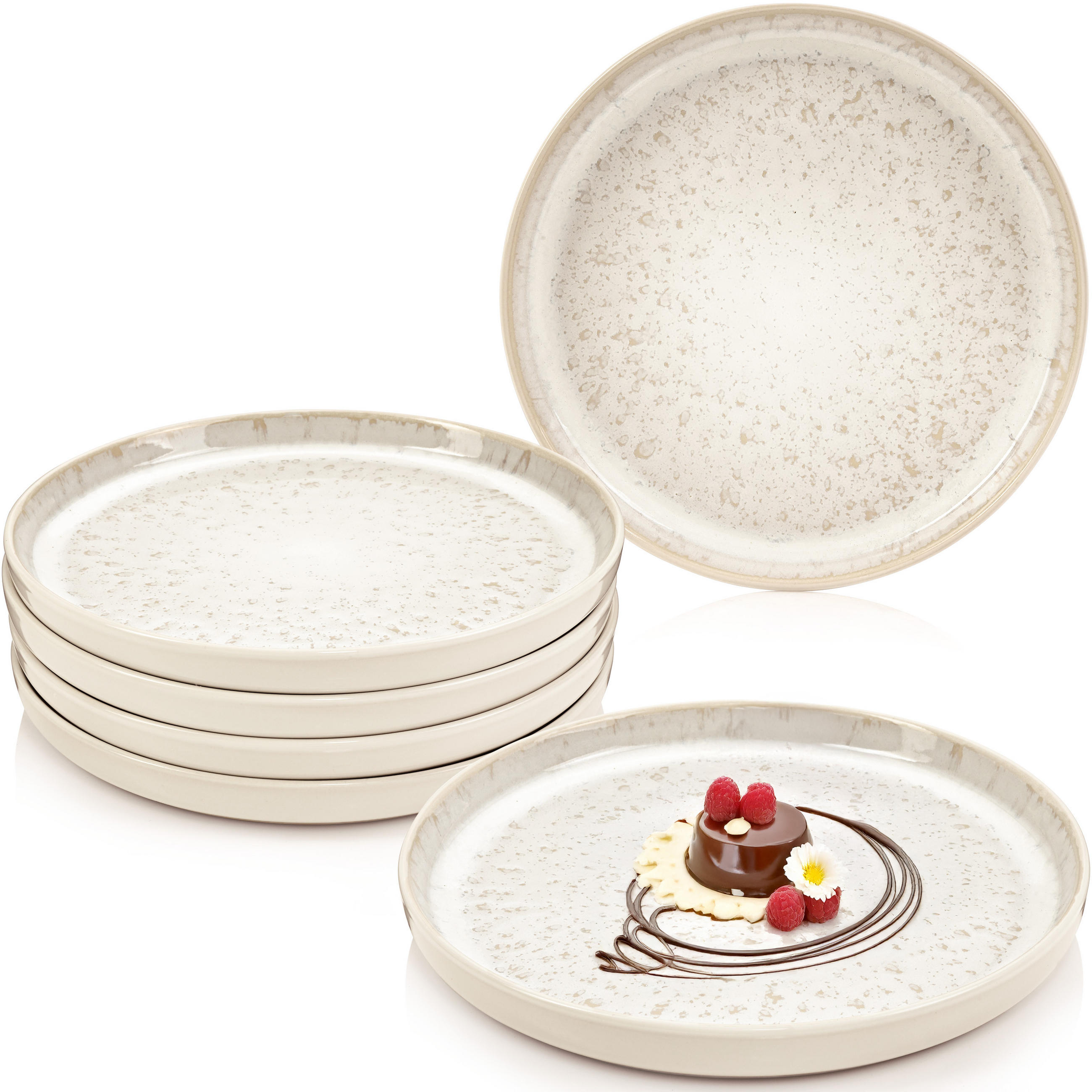 DESSERTTELLER SET KEY WEST - 6 teilig aus Steingut - Creme, Stein (20.7cm) - Sänger