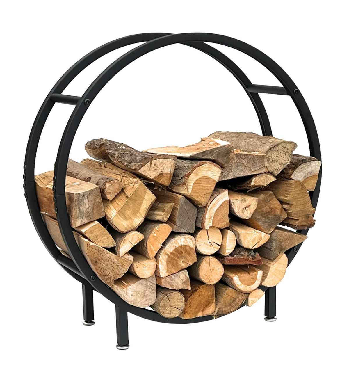 KAMINHOLZREGAL Innen Metall Schwarz Stehend Rund 60 cm - Schwarz, Metall (60/62/20cm) - DanDiBo