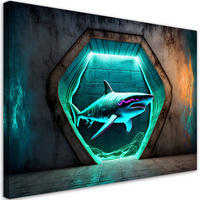 WANDBILD tiere neon delphin - Blau, Textil (60/40cm) - Feeby