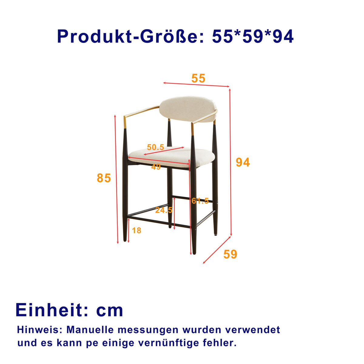 BARHOCKER 2er-Set Beige aus Stoff mit Armlehnen - Beige, Metall (56/23/109cm) - OKMYHOME