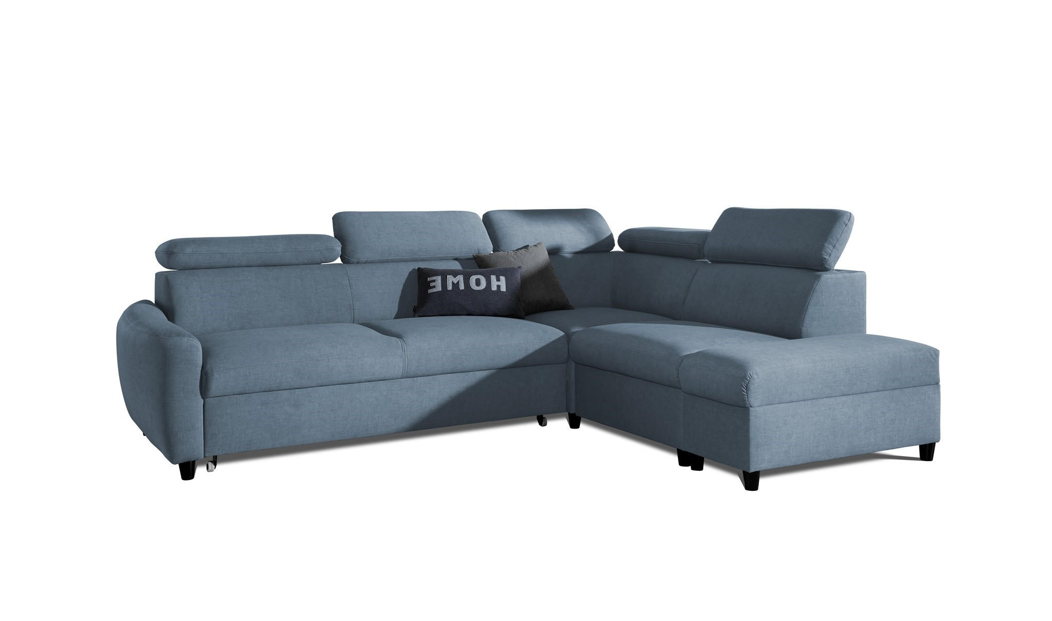 ECKSOFA Schlafsofa Anton In Esito - Hellblau, Holzwerkstoff/Textil (265/205cm) - Fun Möbel