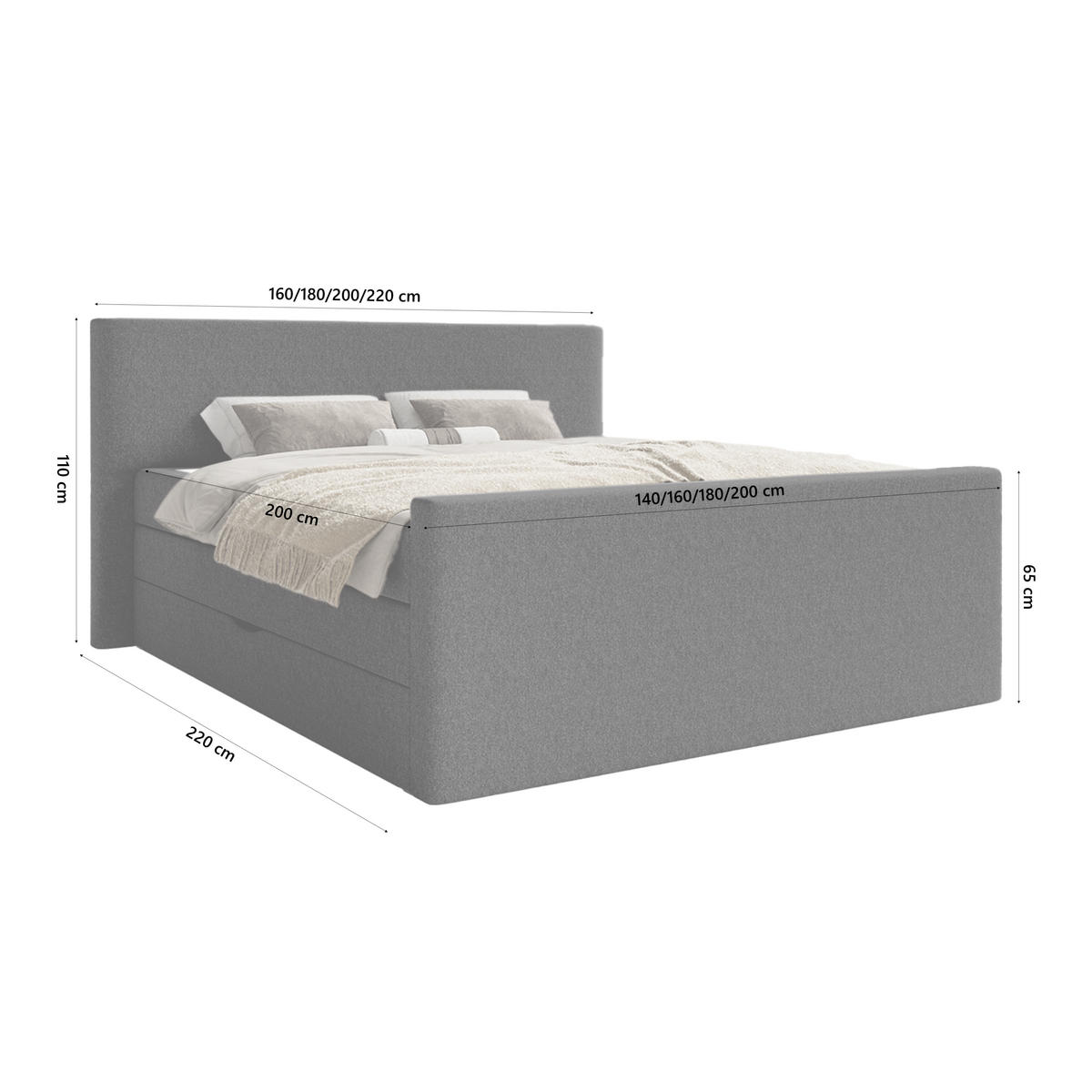 BOXSPRINGBETT VELIPOJA EASY CLEAN 160x200 cm, Dunkelgrau - Dunkelgrau, Textil (160/200cm) - Fedve