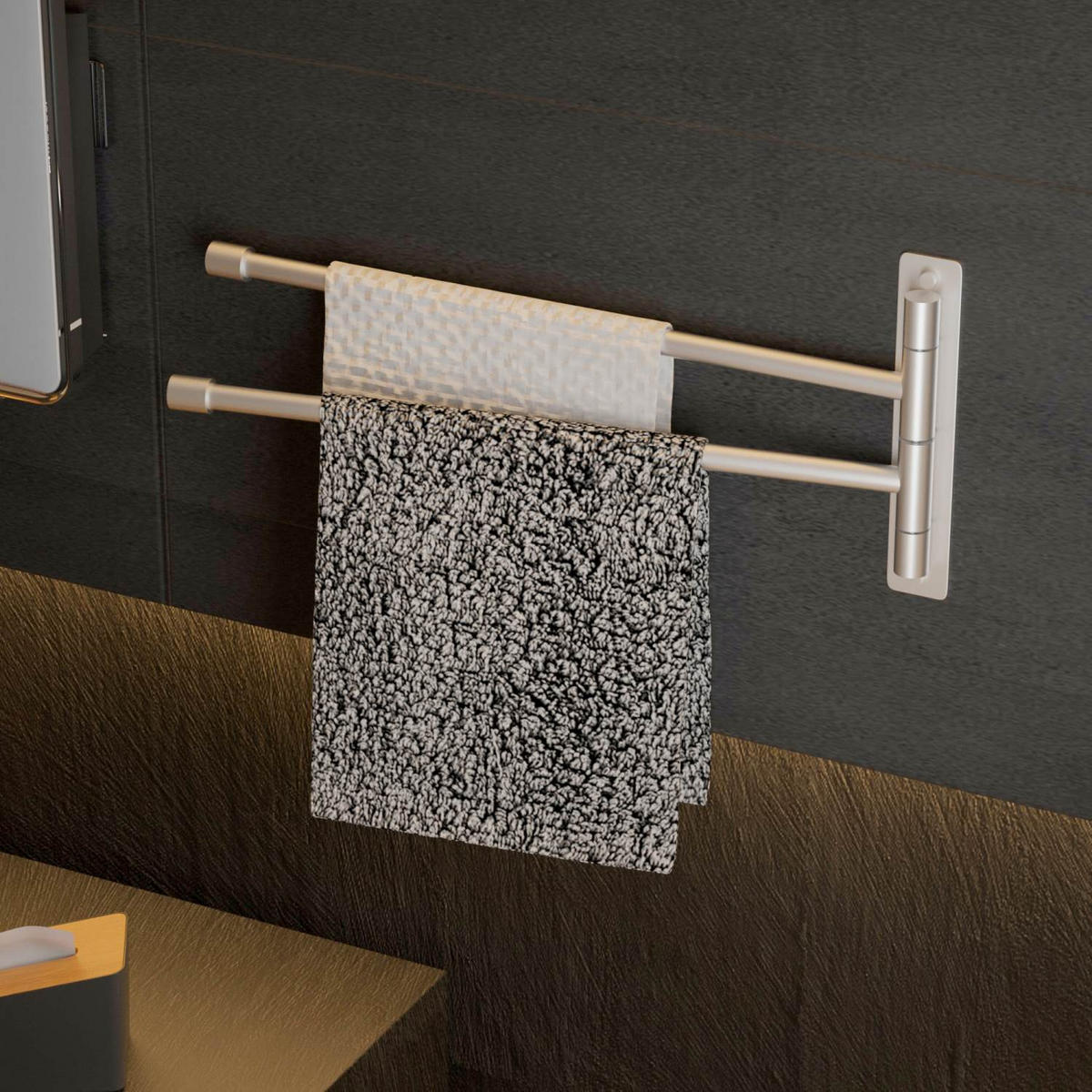 HANDTUCHHALTER mit zwei Armen 37/16.5/3 cm - Silberfarben, Metall (16.5/3/37cm) - Intirilife