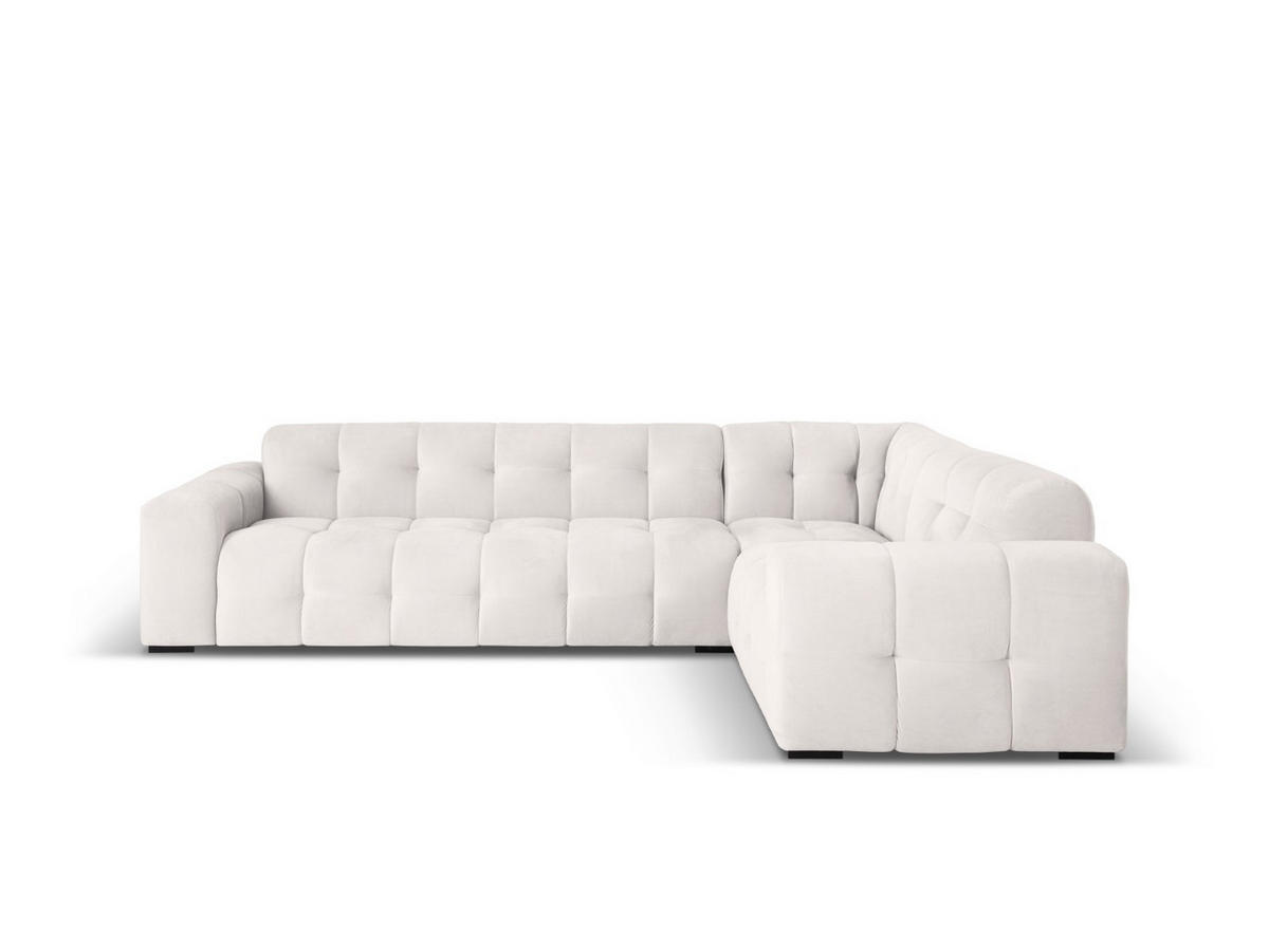ECKSOFA rechts Kendal aus Samt hellgrau 6 Sitzplätze - Hellgrau, Textil (231/332cm) - Micadoni