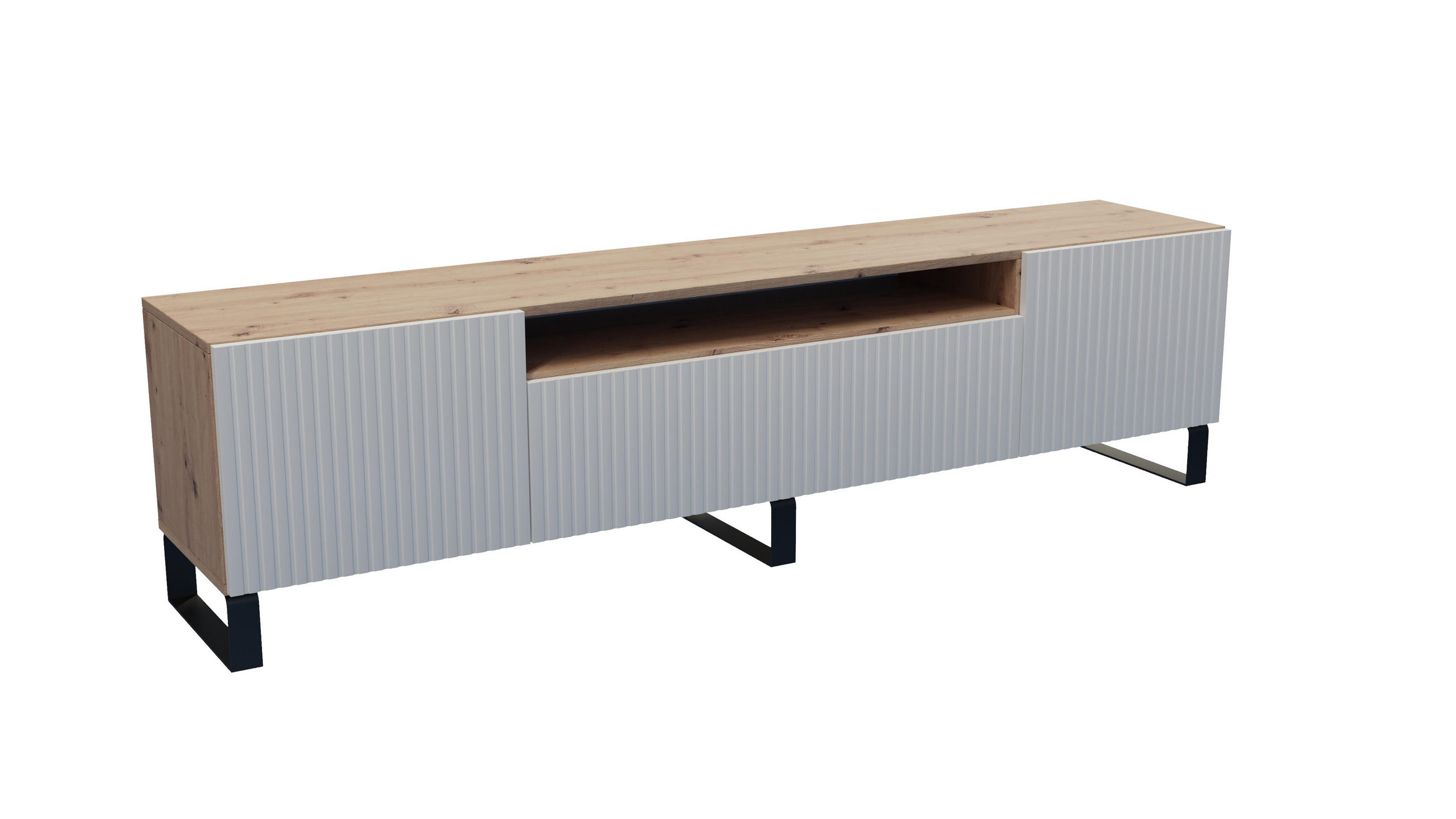 LOWBOARD TILO-S - 200 x 53 x 41 cm - Schwarz/Eiche Artisan, Holzwerkstoff (200/53/41cm) - ALTDECOR