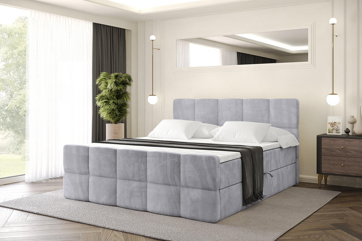 BOXBETT mit Matratze H4 und Lattenrost - LIRO-Z - 180x200 - Grau Monolith - Grau, Holzwerkstoff (180/200cm) - ALTDECOR